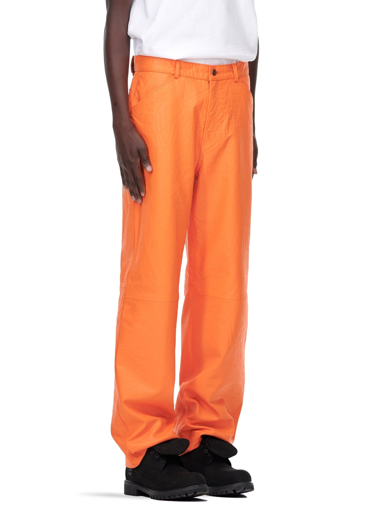 Sp5der Debossed WEB Leather PANT