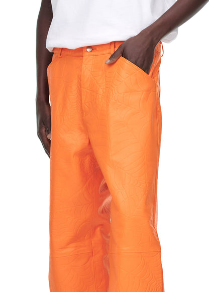 Sp5der Debossed WEB Leather PANT