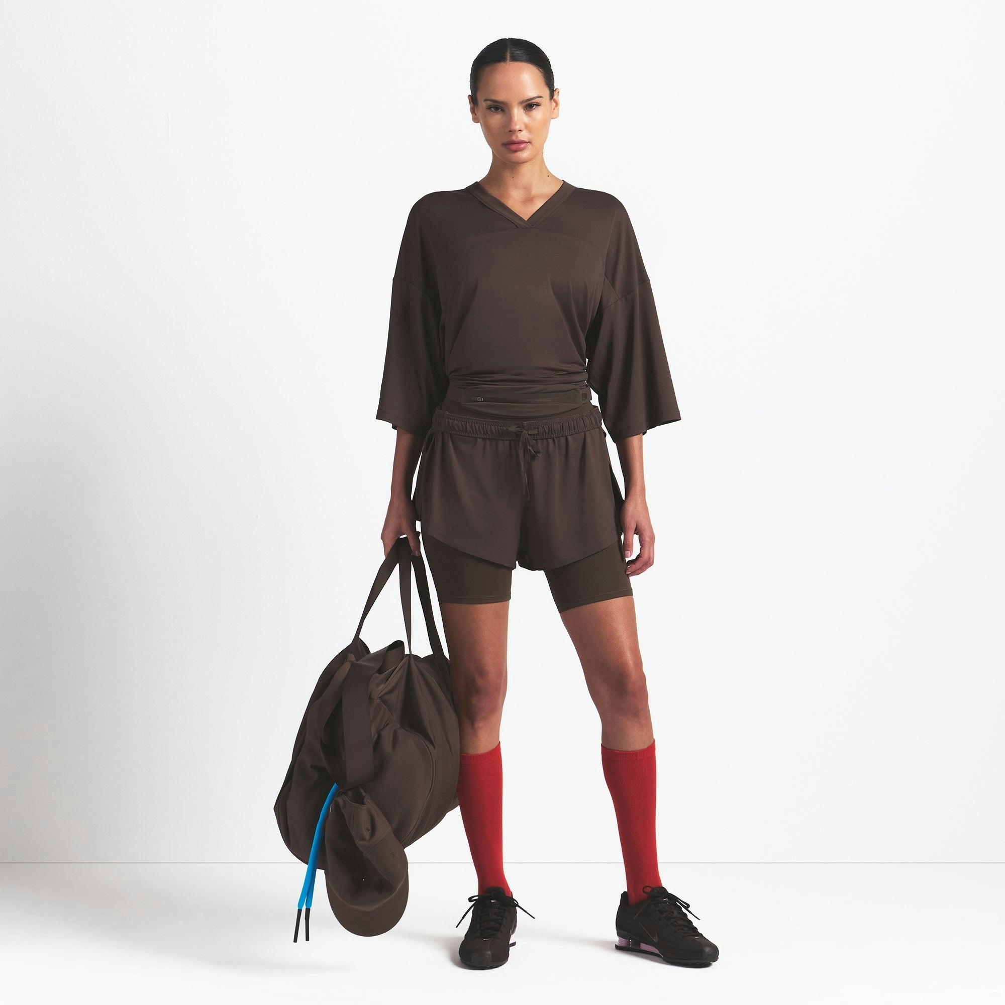 Skims Nikeskims Airy V-Neck Oversized Top Dark Sepia