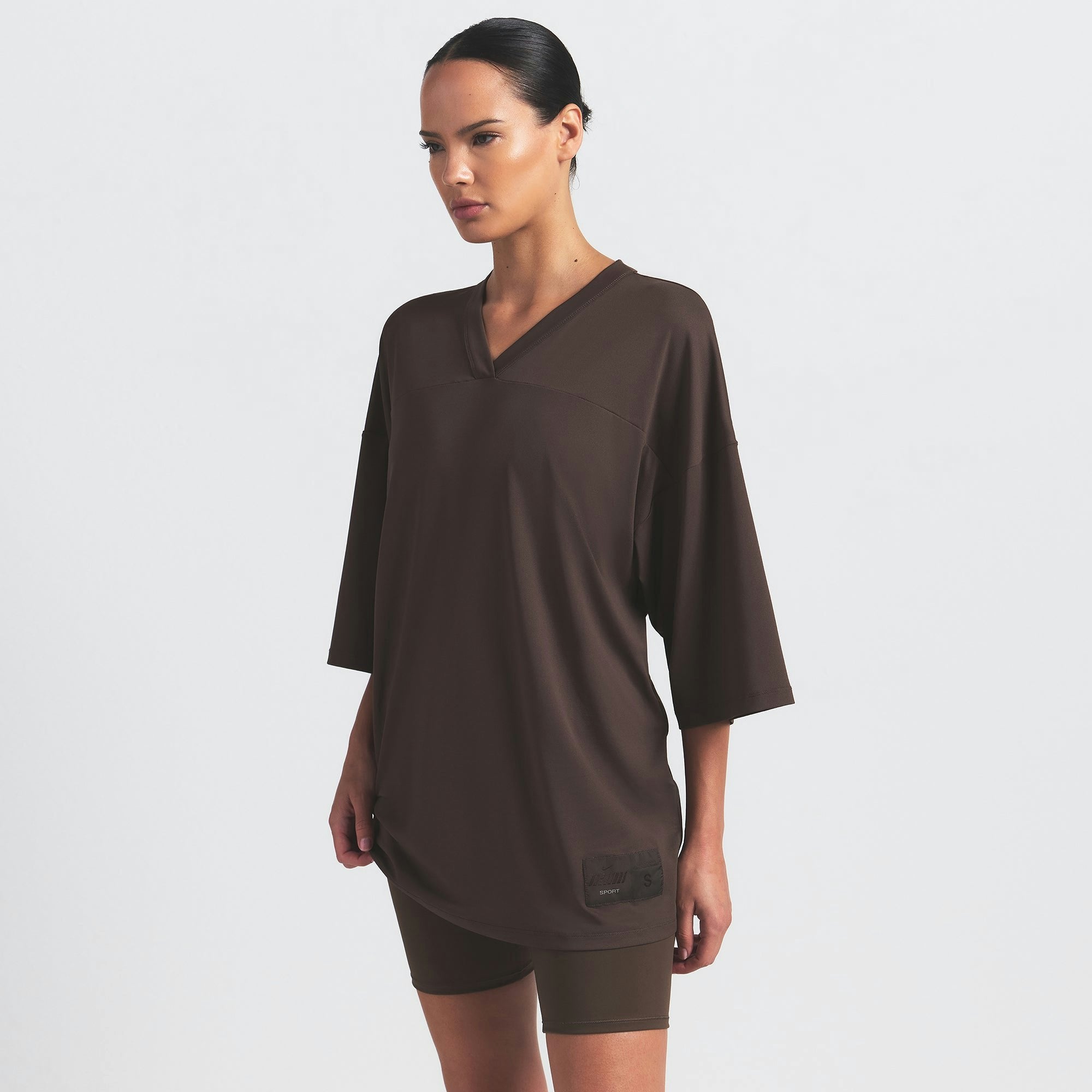 Skims Nikeskims Airy V-Neck Oversized Top Dark Sepia
