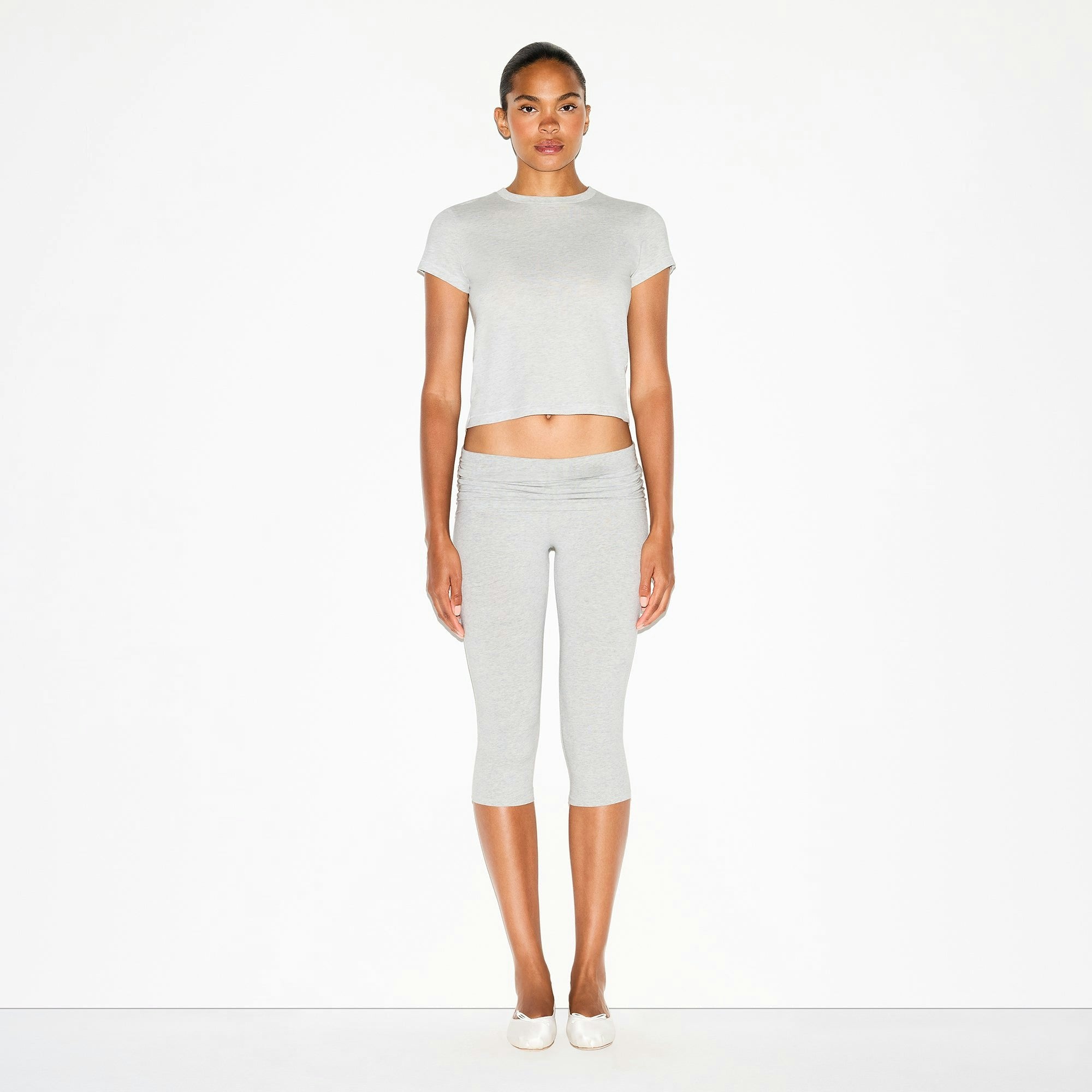 Skims Relaxed Tees Shrunken T-Shirt Light Heather Grey