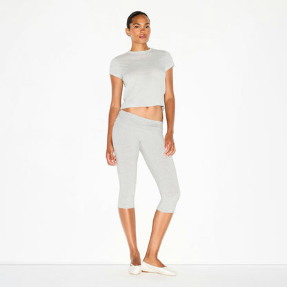 Skims Relaxed Tees Shrunken T-Shirt Light Heather Grey