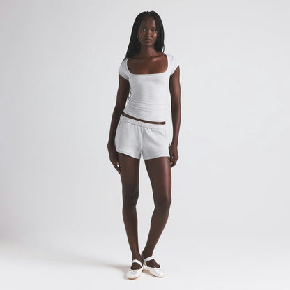 Skims Cotton Jersey Scoop Neck T-Shirt Light Heather Grey