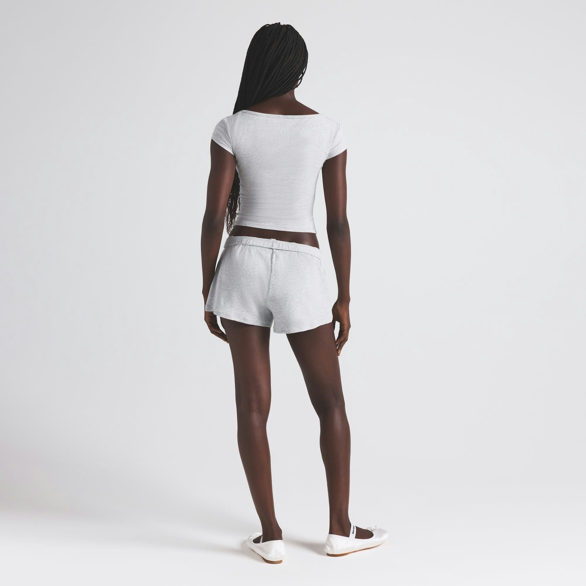 Skims Cotton Jersey Scoop Neck T-Shirt Light Heather Grey