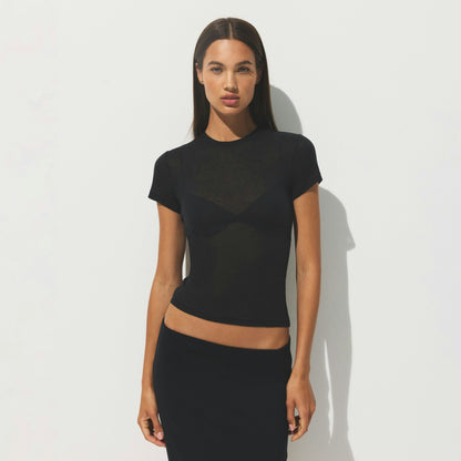 Skims Sheer Rib T-Shirt Soot