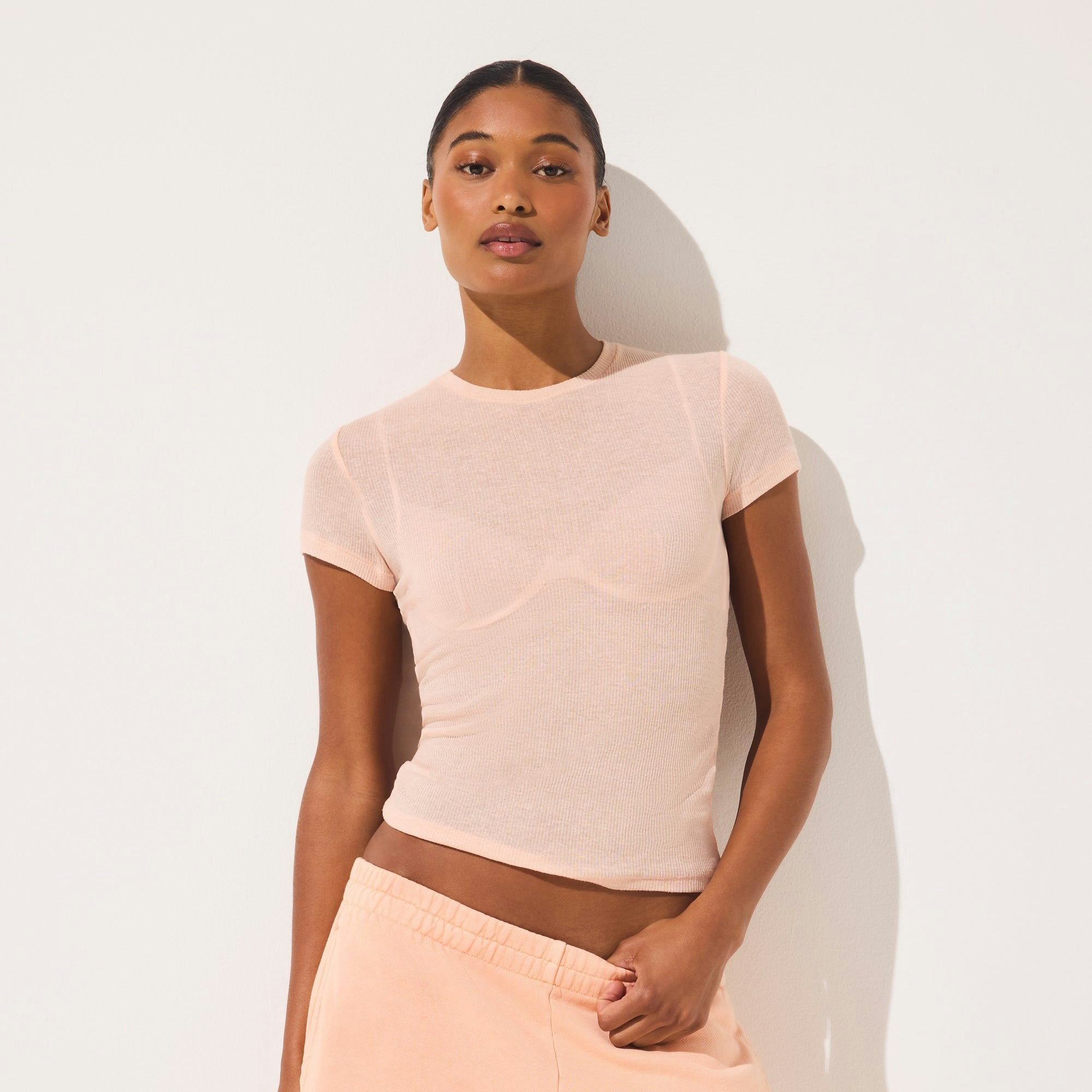 SHEER RIB T-SHIRT