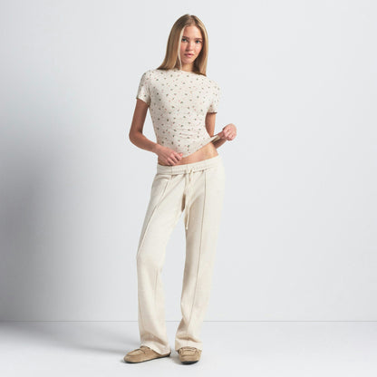 Skims Cotton Jersey T-Shirt Oatmeal Heather Holly Print