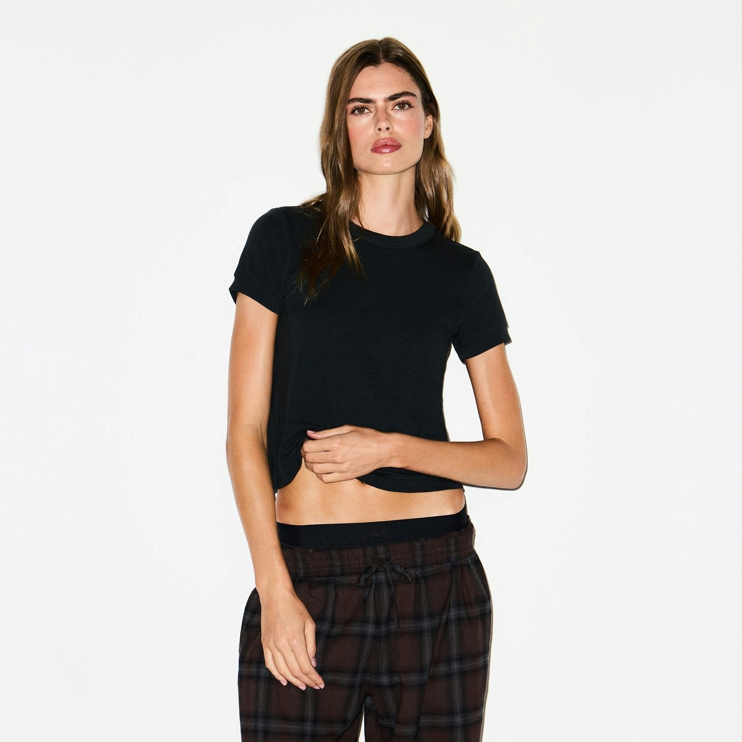 Skims Worn In Jersey Baby Tee Onyx