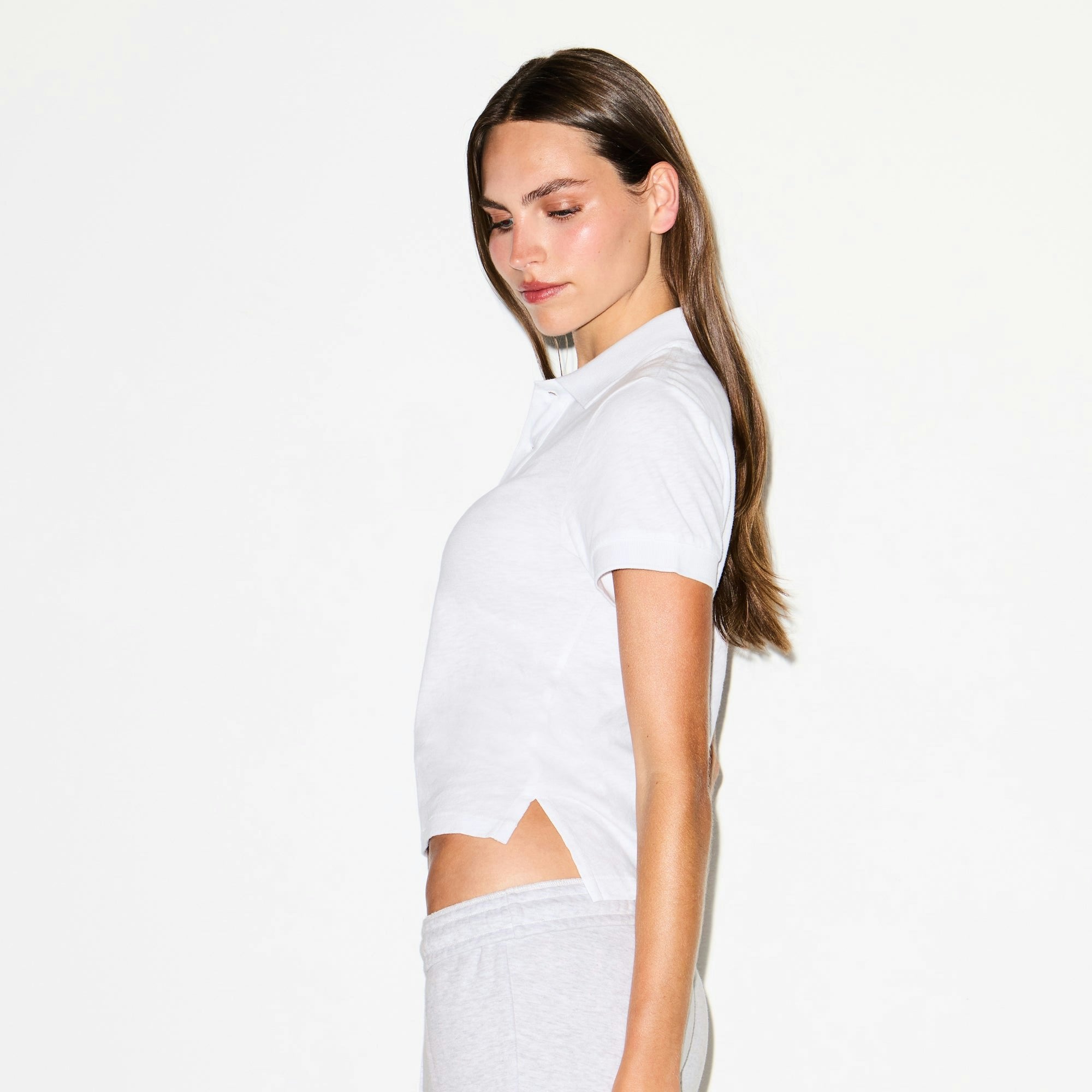 Skims Worn In Jersey Polo Baby Tee Snow