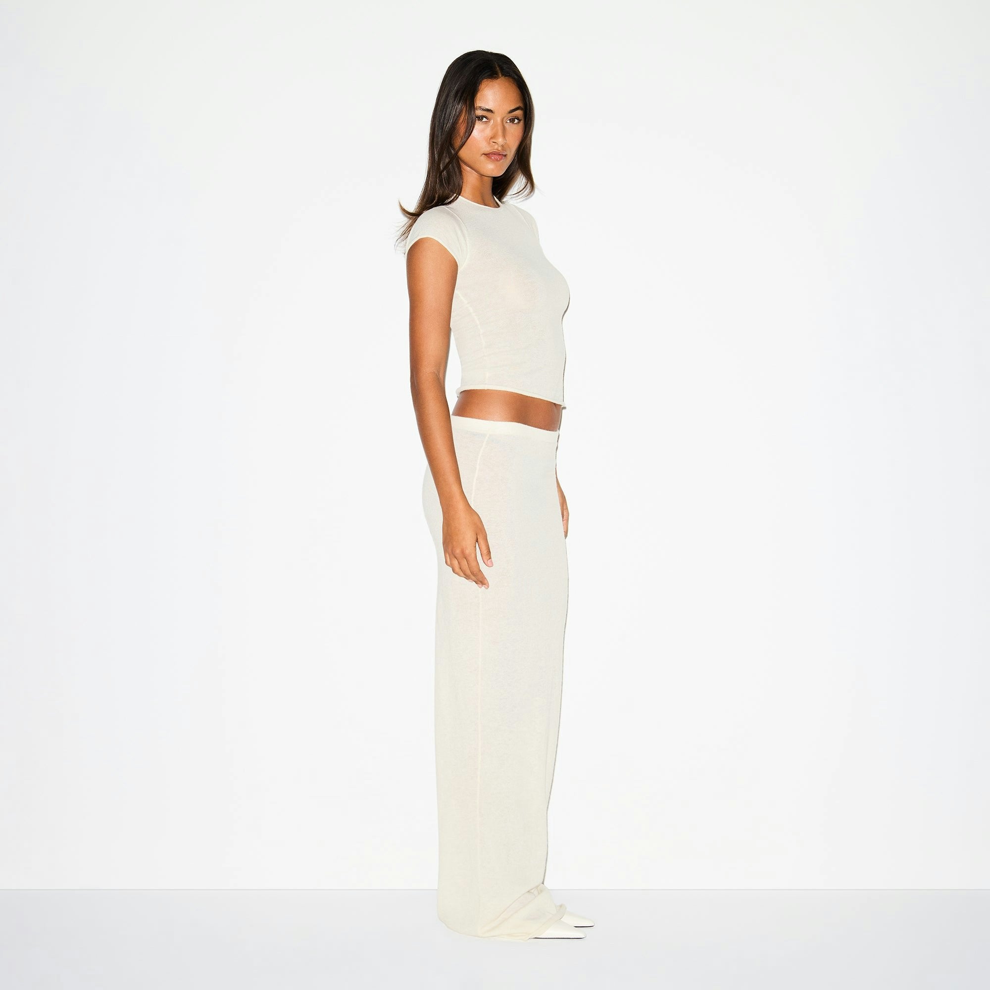Skims Featherweight Cashmere Tee Egret