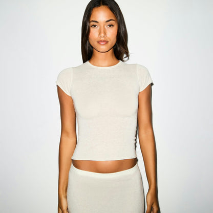 Skims Featherweight Cashmere Tee Egret