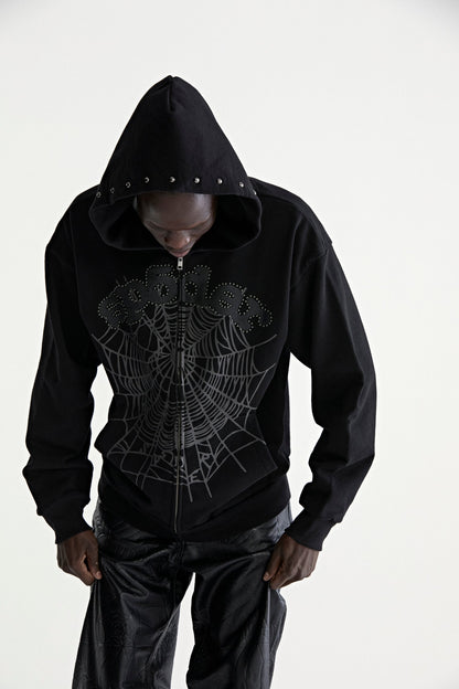 Sp5der OG WEB Studded ZIP Hoodie