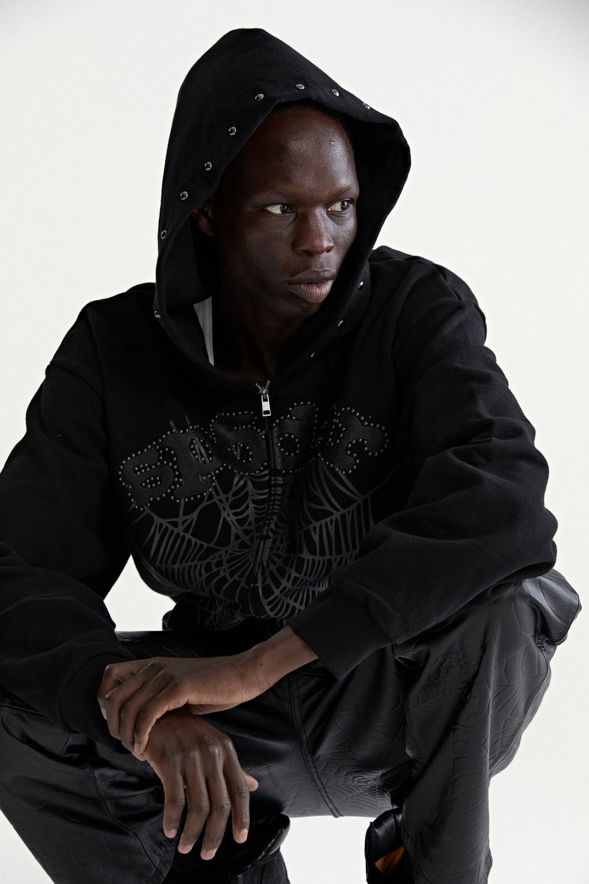 Sp5der OG WEB Studded ZIP Hoodie
