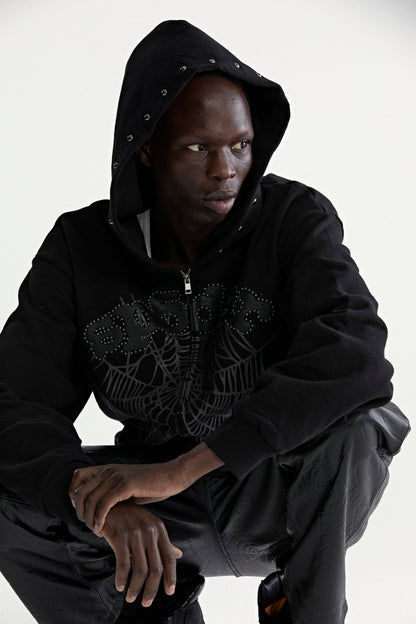 Sp5der OG WEB Studded ZIP Hoodie