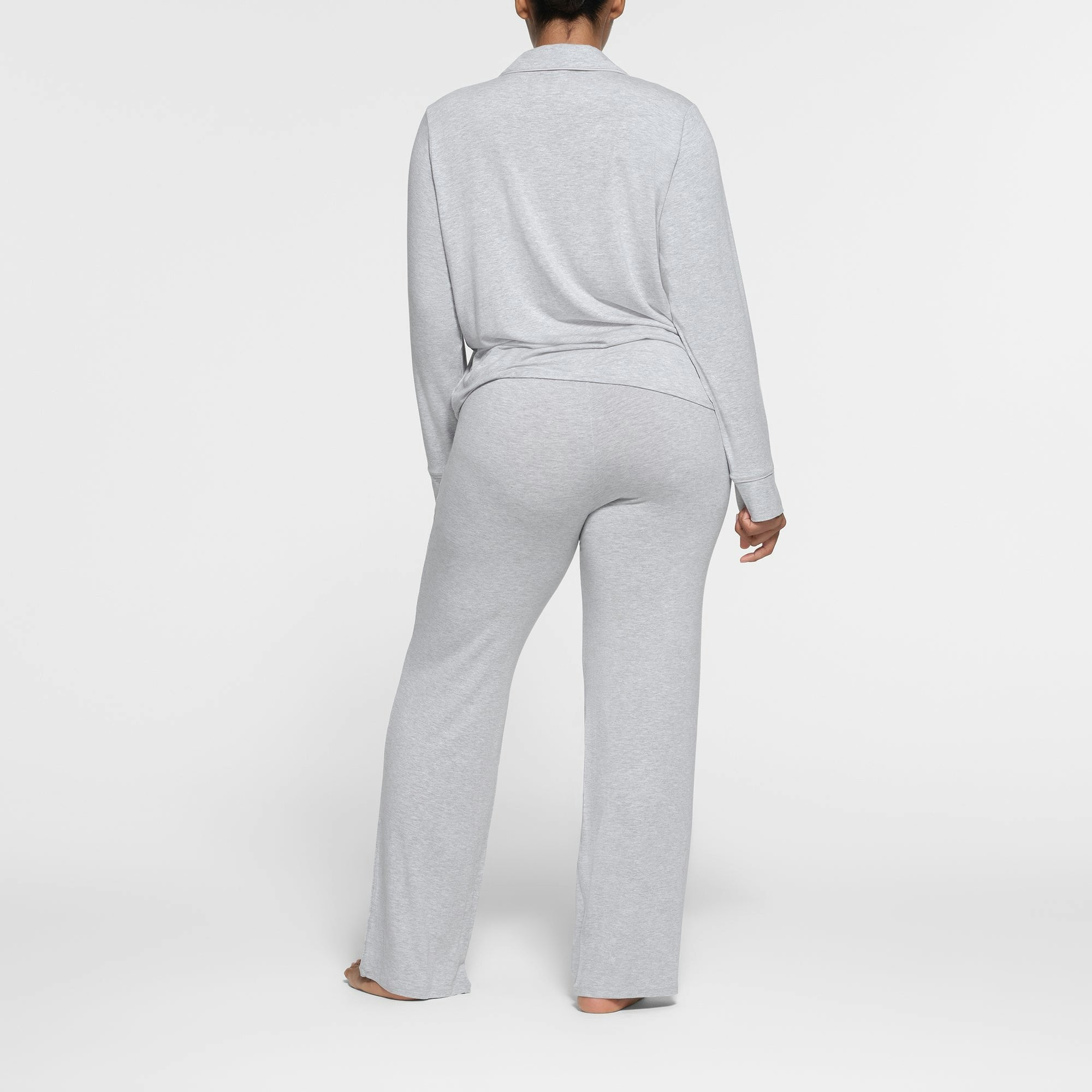 Skims Skims Sleep Long Sleeve Button Up Set Light Heather Grey