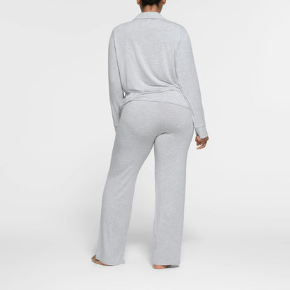 Skims Skims Sleep Long Sleeve Button Up Set Light Heather Grey