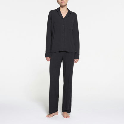 Skims Skims Sleep Long Sleeve Button Up Set Onyx