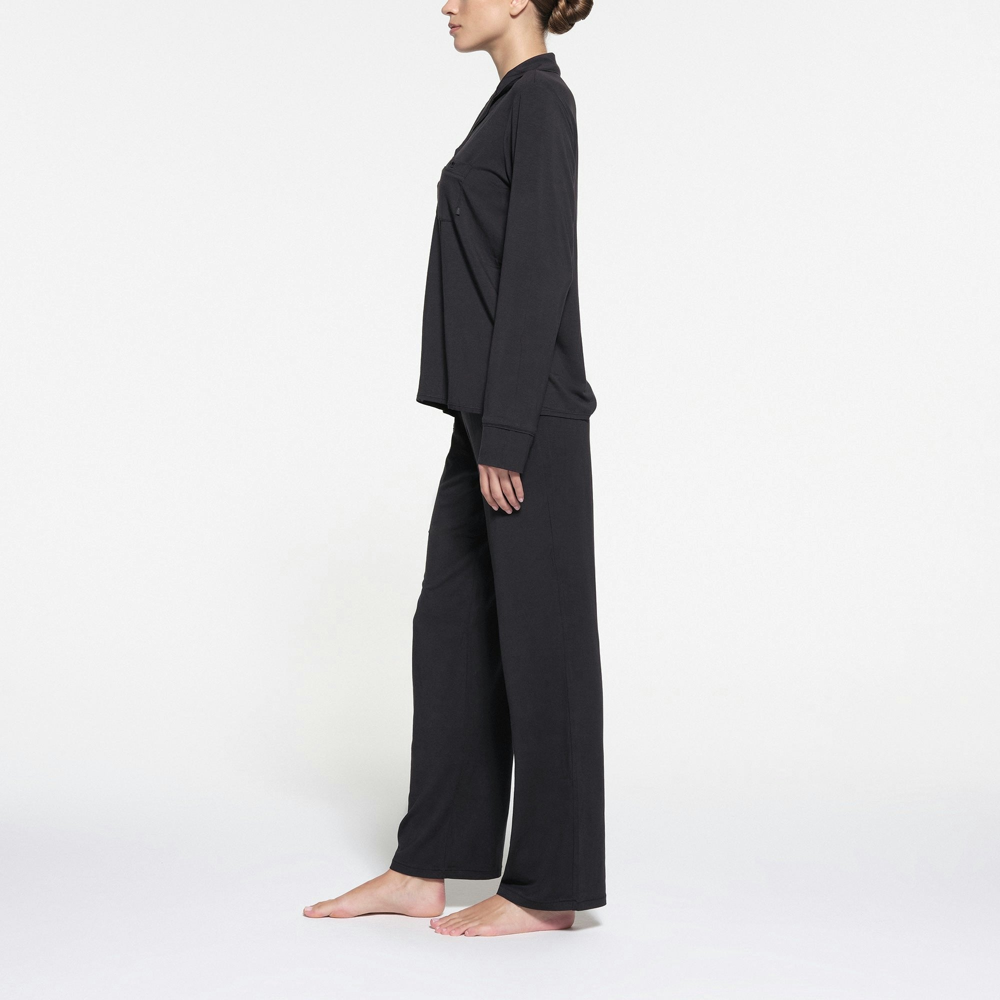 Skims Skims Sleep Long Sleeve Button Up Set Onyx