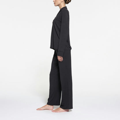Skims Skims Sleep Long Sleeve Button Up Set Onyx