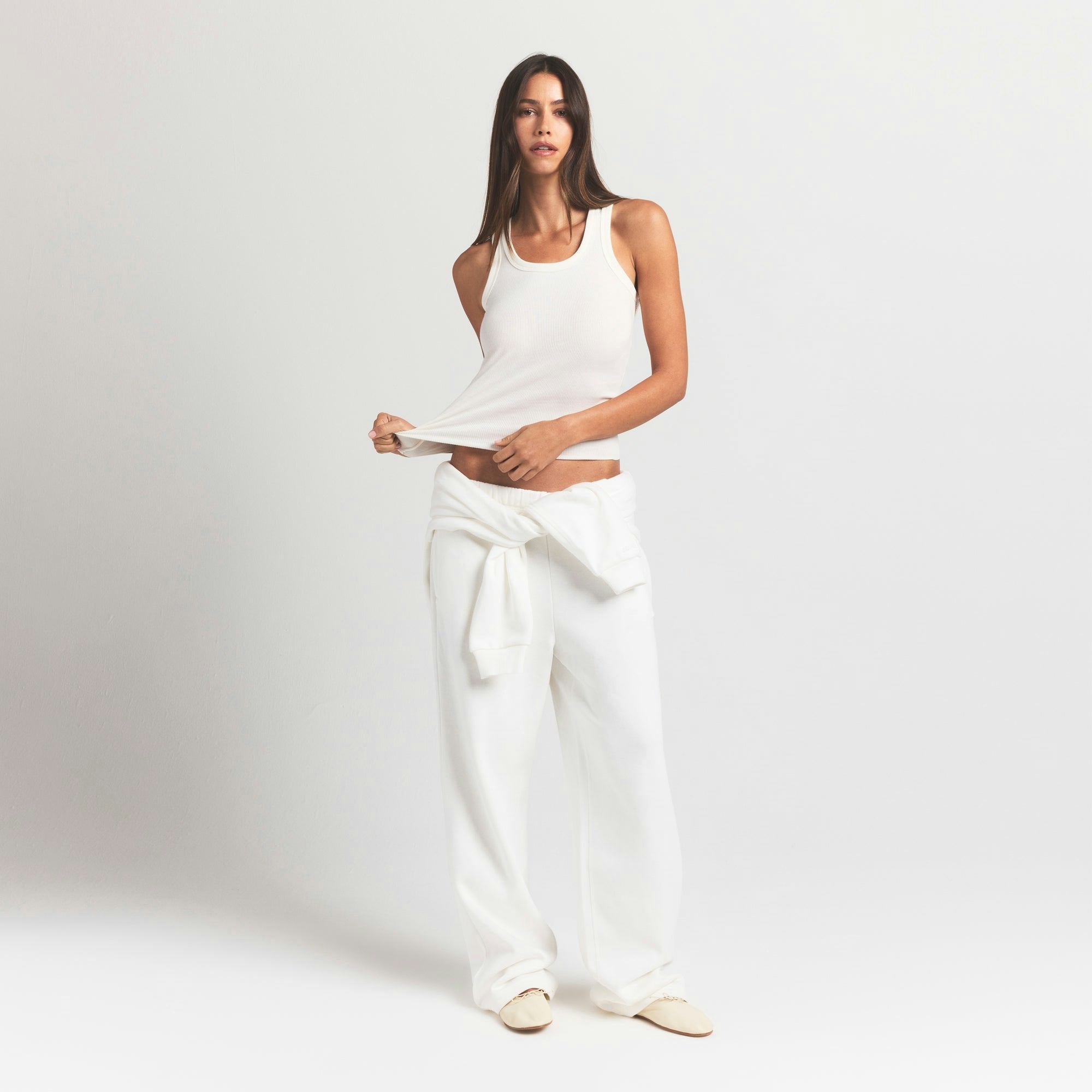 Skims Cotton Fleece Classic Straight Leg Pant Marble