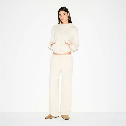 Skims Cotton Fleece Classic Straight Leg Pant Oatmeal Heather