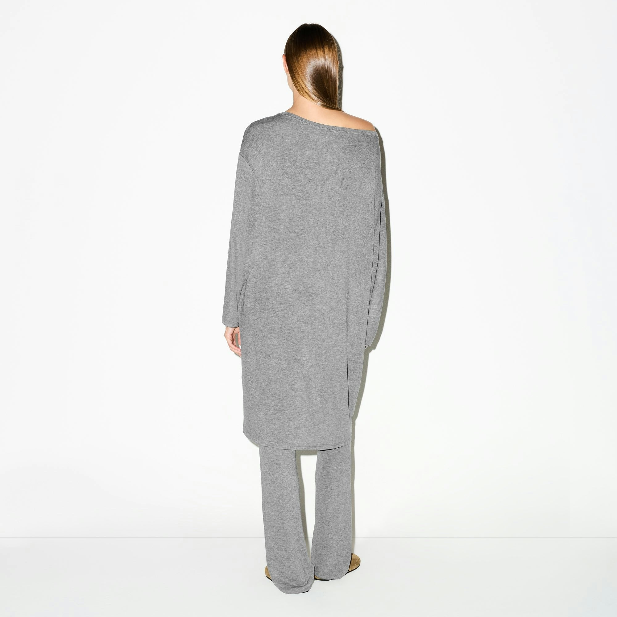 Skims Lightweight Modal Long Sleeve Tunic Dark Heather Grey