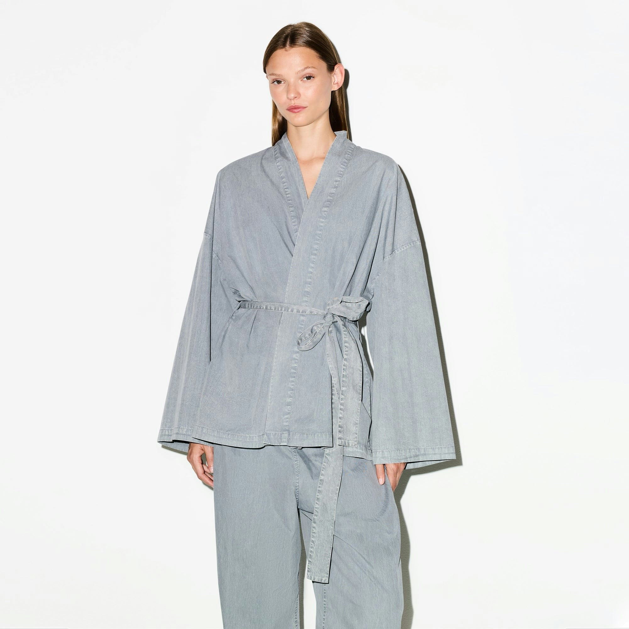 Skims Woven Lounge Oversized Wrap Top Pacific