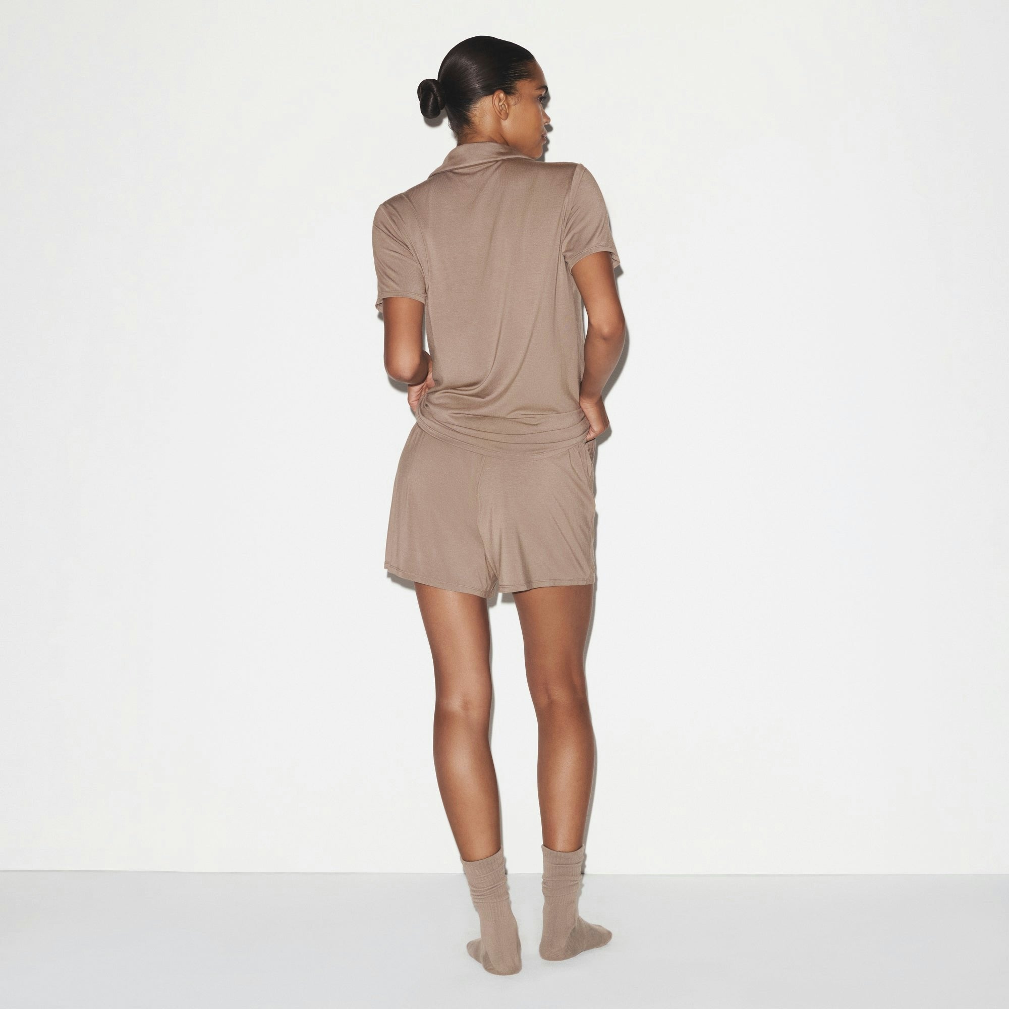 Skims Skims Sleep Short Sleeve Button Up Set Fossil