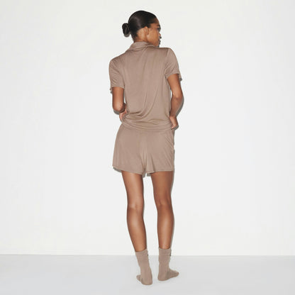 Skims Skims Sleep Short Sleeve Button Up Set Fossil