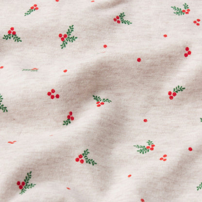 Skims Cotton Jersey Long Sleeve T-Shirt Oatmeal Heather Holly Print