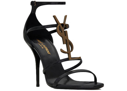 saint laurent cassandra sandal heels black leather