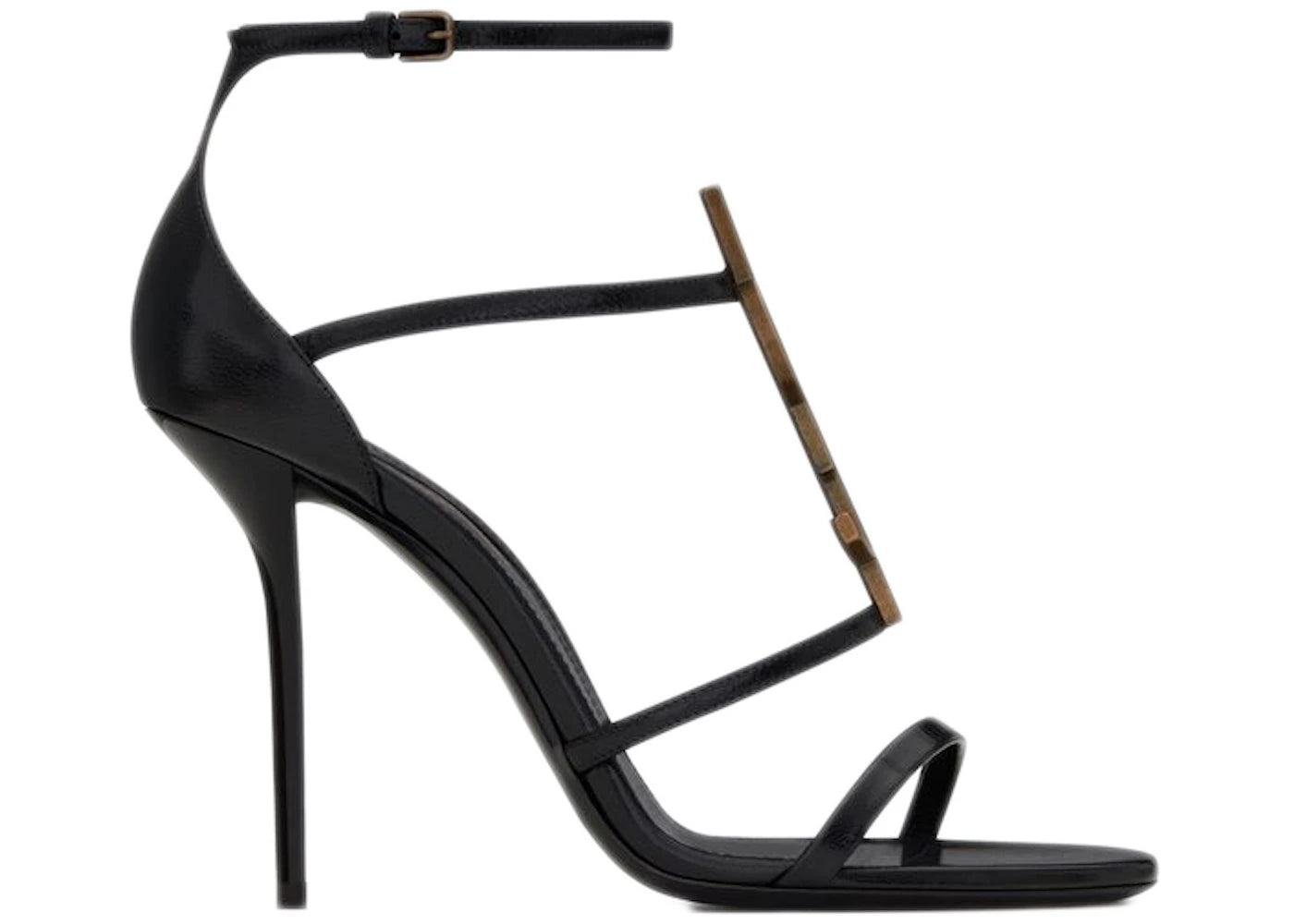 saint laurent cassandra sandal heels black leather