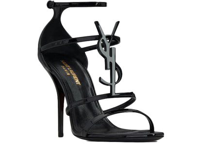saint laurent cassandra sandal heels black patent leather