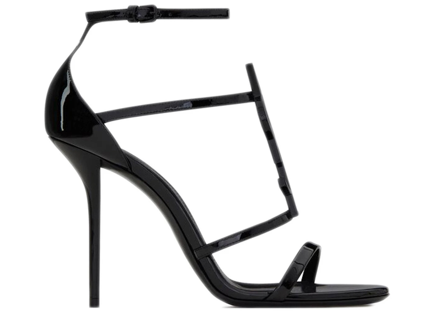 saint laurent cassandra sandal heels black patent leather