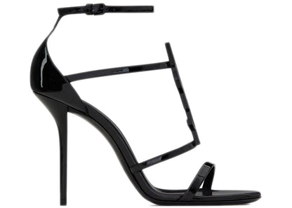 saint laurent cassandra sandal heels black patent leather