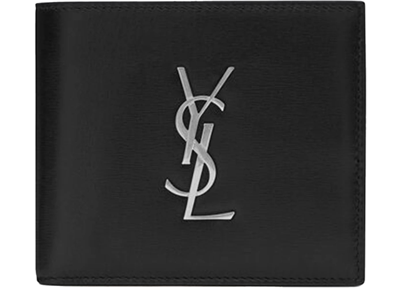 saint laurent cassandre east/west wallet silver logo black