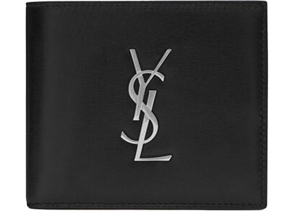 saint laurent cassandre east/west wallet silver logo black