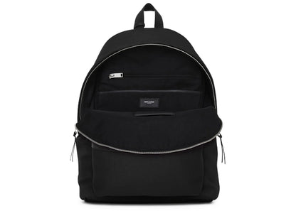 saint laurent city canvas backpack canvas silver-tone black 