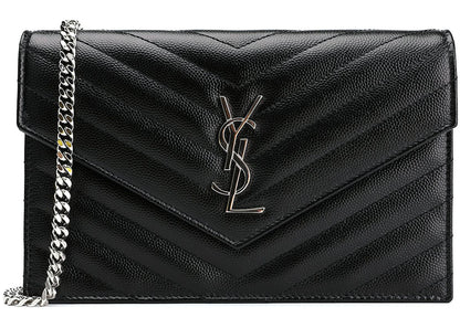 Saint Laurent Envelope Chain Wallet Black