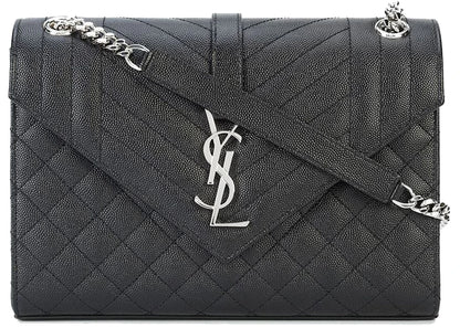 Saint Laurent Envelope Medium Bag Grain De Poudre Black