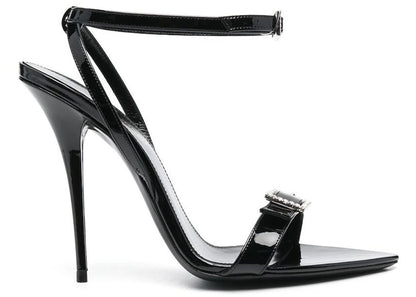 saint laurent gippy buckled sandal heels black leather