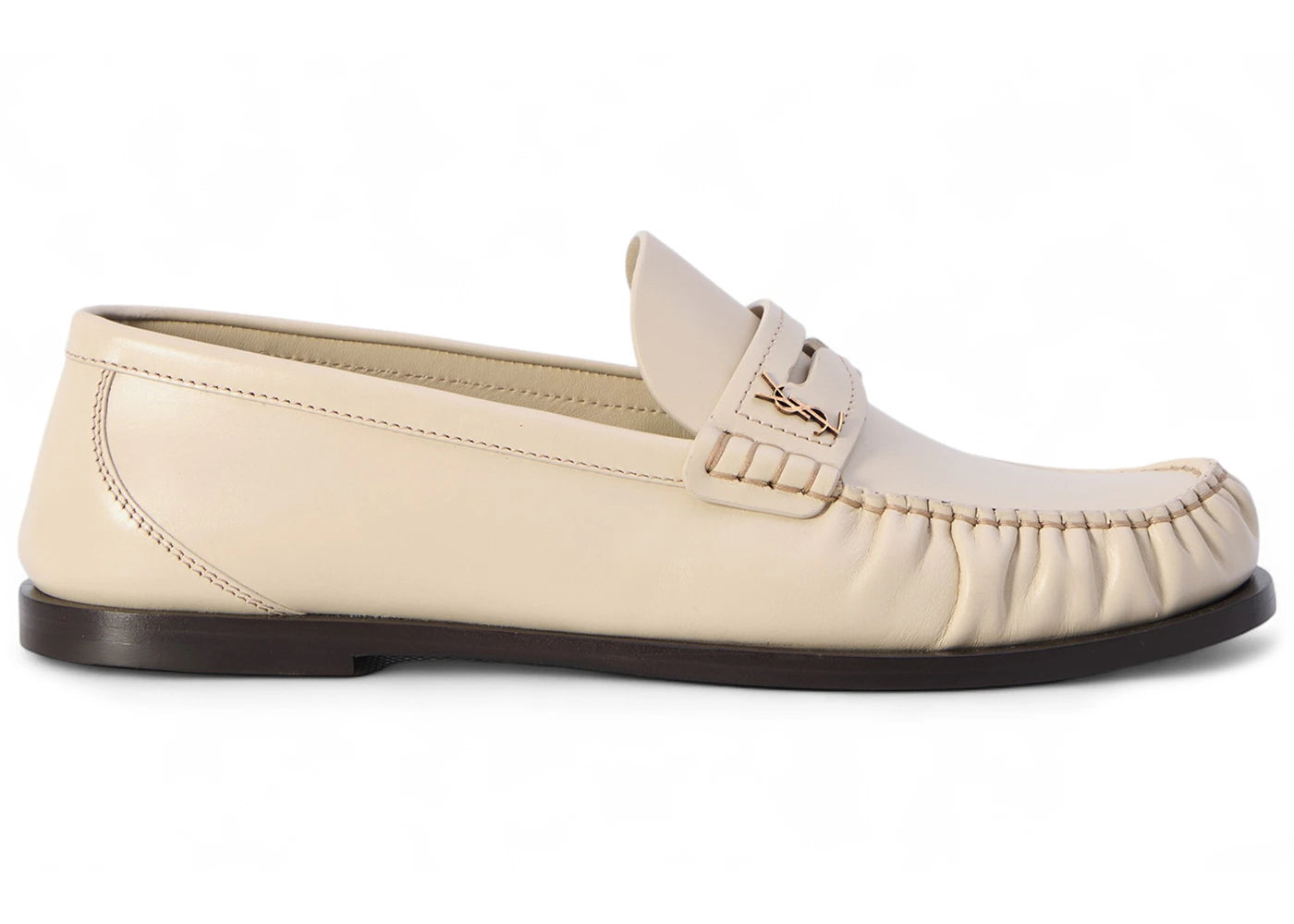 saint laurent laurent loafers smooth leather marble white (women's)