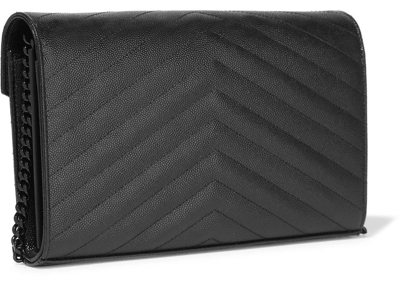 Saint Laurent Monogram Envelope Chain Wallet Black