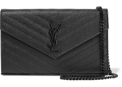 Saint Laurent Monogram Envelope Chain Wallet Black
