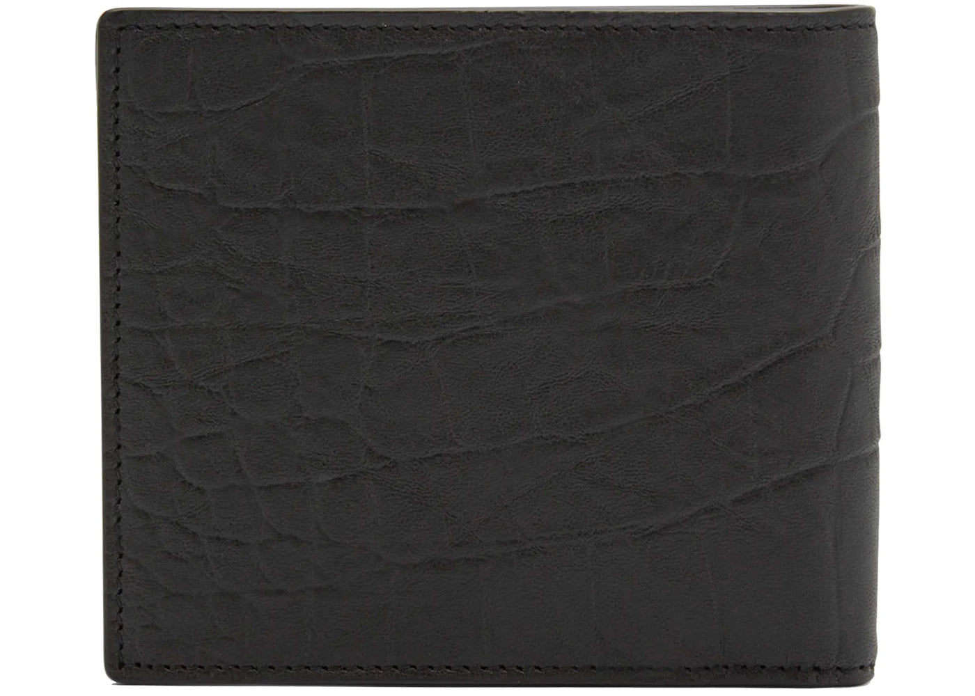 saint laurent monogram croc-embossed leather bi-fold wallet black 