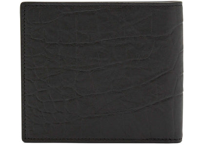 saint laurent monogram croc-embossed leather bi-fold wallet black