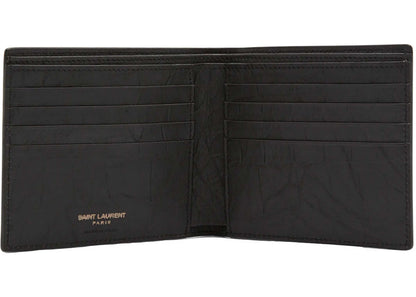 saint laurent monogram croc-embossed leather bi-fold wallet black
