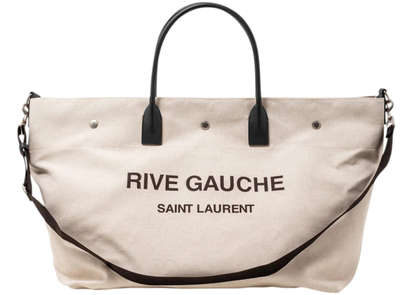 Saint Laurent Rive Gauche Maxi Tote Cream/Black