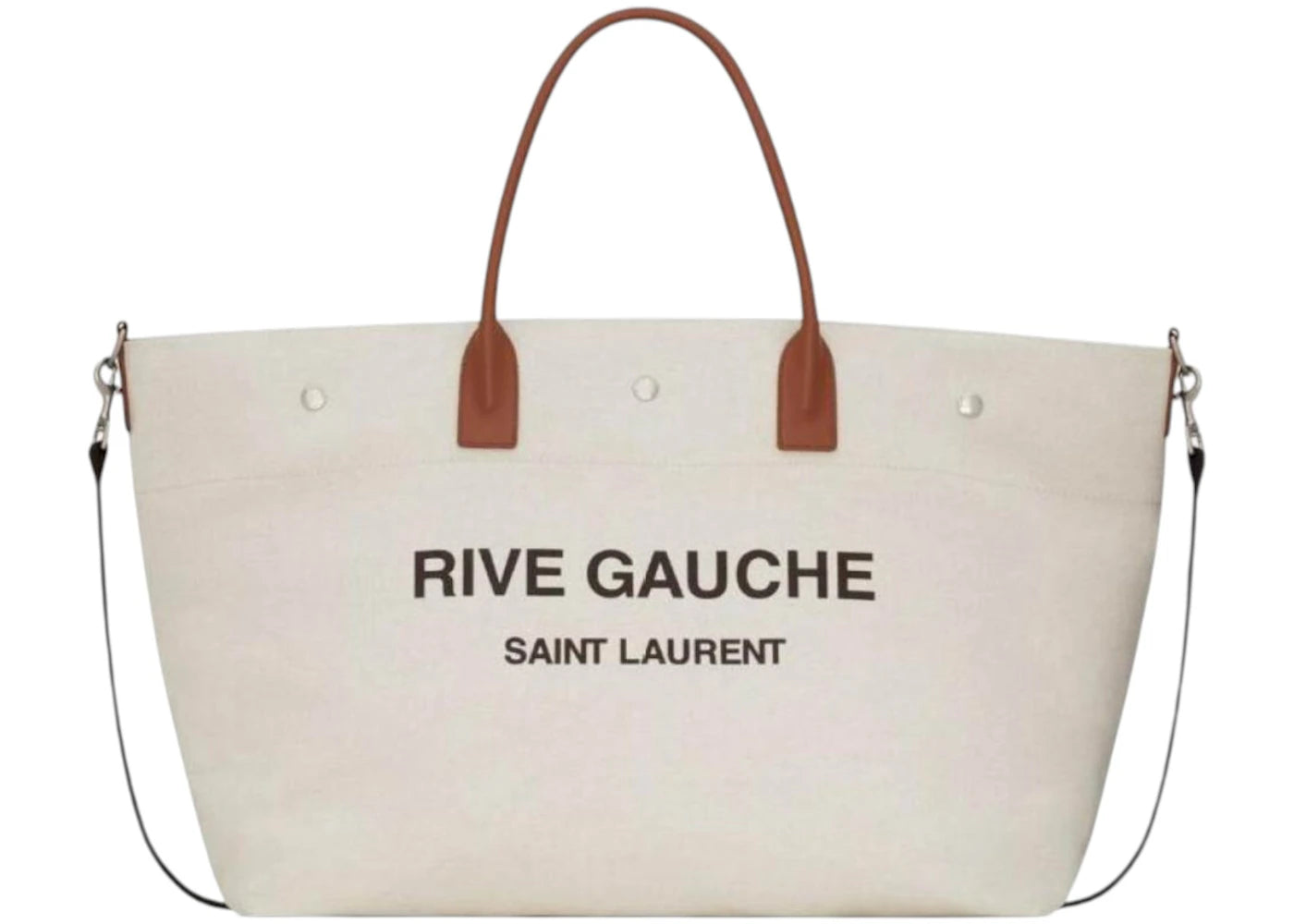 Saint Laurent Rive Gauche Maxi Tote Cream/Brown
