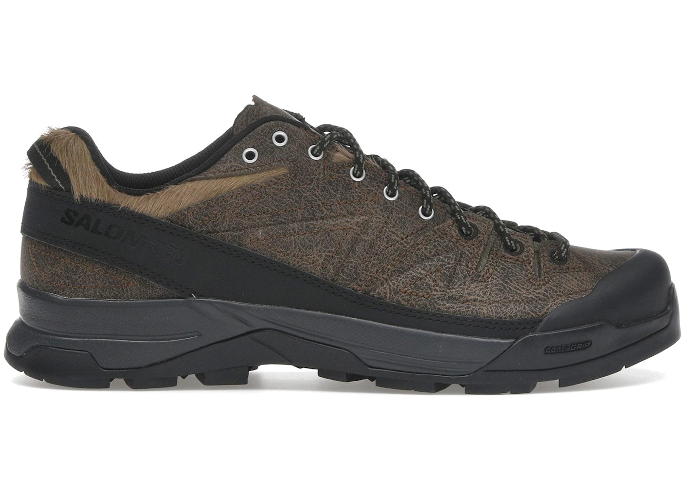 salomon x-alp low distressed leather dark earth black